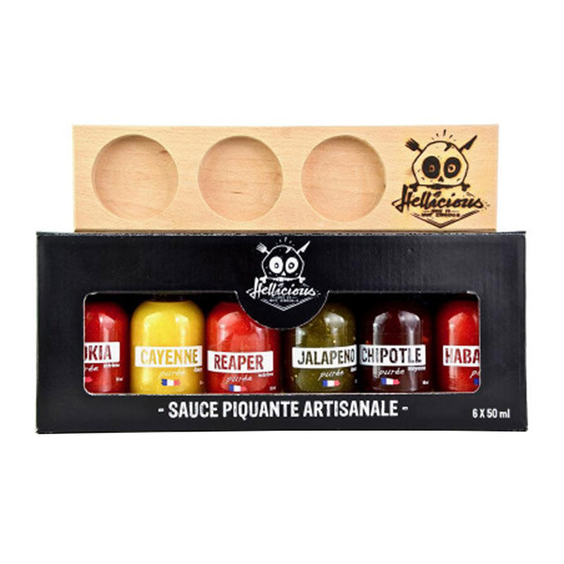 Coffret Sauces Piquantes Hellicious : Coffret de sauces piquantes  artisanales de Hellicious